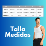 Guía de tallas faja masculina SlimForm Pro según peso y medidas corporale